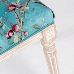 Банкетка из массива бука с цветочным принтом Turquoise Beige Chinoiserie Imperial  Garden Banquette варинант исполнения - 4 | Loft Concept в Краснодаре