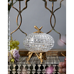 Конфетница прозрачная стеклянная на бронзовых ножках в виде морских коньков с крышкой в виде ракушки Eden Garden варинант исполнения - 3 | Loft Concept в Краснодаре