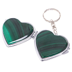 Зеркало брелок складное двухстороннее в форме сердца из натурального камня Малахит Stone Mirrors варинант исполнения - 2 | Loft Concept в Краснодаре