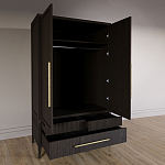 Шкаф платяной Primo с выдвижными ящиками шпон Темный орех варинант исполнения - 4 | Loft Concept в Краснодаре