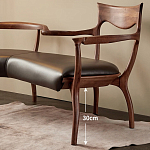 Кушетка с деревянным каркасом и сиденьем из коричневой натуральной кожи Moon Walnut Furniture варинант исполнения - 4 | Loft Concept в Краснодаре