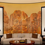 Обои ручная роспись в стиле Арт-деко Hippolyta’s Forest Colourway 263 on Deep Rich Gold gilded paper варинант исполнения - 1 | Loft Concept в Краснодаре