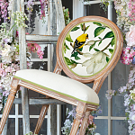 Стул бежевый из натурального бука с изображением птиц и цветов Blooming Birds варинант исполнения - 3 | Loft Concept в Краснодаре