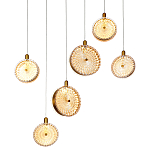 Подвесной светильник с плафонами из рельефного стекла Peony Glass Bronze Six варинант исполнения - 1 | Loft Concept в Краснодаре