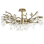 Потолочная люстра в виде ветвей деревьев золотого цвета с прозрачными подвесками-каплями Droplet Chandelier варинант исполнения - 1 | Loft Concept в Краснодаре