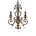 Люстра с подвесками из прозрачного стекла на кованом каркасе бронзового цвета в классическом стиле Quoizel варинант исполнения - 11 | Loft Concept в Краснодаре