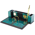 Настольный письменный набор из змеевика с часами и календарницей Successful Leader варинант исполнения - 2 | Loft Concept в Краснодаре