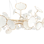 Люстра круглая с белыми лепестками из керамики и прозрачными хрустальными цветками Диаметр 82 см Wintery flovers варинант исполнения - 4 | Loft Concept в Краснодаре