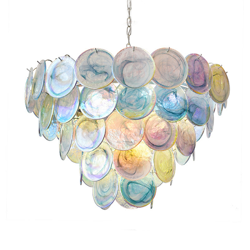 Люстра с каскадом из круглых разноцветных стеклянных дисков Mother of Pearl Iridescence Мульти Хром Люстра с каскадом из круглых разноцветных стеклянных дисков Mother of Pearl Iridescence Мульти Хром в Краснодаре | Loft Concept