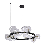 Люстра круглая подвесная с 15-ю прозрачными шарообразными плафонами из стекла Iona chandelier варинант исполнения - 6 | Loft Concept в Краснодаре