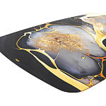Обеденный стол с прямоугольной черно-золотой столешницей из стекла на 4-х металлических ножках Gold and Black Marble варинант исполнения - 4 | Loft Concept в Краснодаре