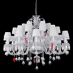 Люстра многоярусная с 30-ю белыми текстильными абажурами и хрустальными подвесками Lustre Reverie варинант исполнения - 1 | Loft Concept в Краснодаре