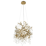 Подвесная люстра в виде ветвей деревьев золотого цвета с прозрачными подвесками-каплями 8 и 14 ламп Droplet Chandelier варинант исполнения - 4 | Loft Concept в Краснодаре