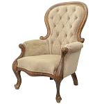 Кресло с мягкой обивкой из светло-коричневого велюра на 4-х деревянных ножках Evelyn Classical Armchair варинант исполнения - 3 | Loft Concept в Краснодаре