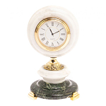 Часы настольные бронзовые из натуральных камней Мрамор и Змеевик Stone Clock варинант исполнения - 7 | Loft Concept в Краснодаре