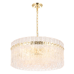 Люстра подвесная круглая с прозрачными рельефными стеклянными вставками и золотым основанием Textured Glass Chandelier варинант исполнения - 3 | Loft Concept в Краснодаре