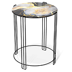 Стол журнальный круглый со столешницей из стекла Gold and Black Marble варинант исполнения - 1 | Loft Concept в Краснодаре