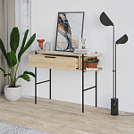 Консоль напольная деревянная с выдвижным ящиком и 2-мя полками со столешницей цвета белый мрамор OTIS CONSOLE OAK варинант исполнения - 2 | Loft Concept в Краснодаре