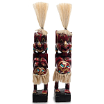 Комплект из 2-х деревянных статуэток Asmat Straw Headdress Statuettes Red Tattoo варинант исполнения - 1 | Loft Concept в Краснодаре