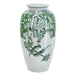Ваза высокая с зелеными цветочными и птичьими мотивами Vase Inspired by Nature варинант исполнения - 1 | Loft Concept в Краснодаре