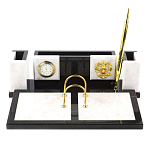 Настольный письменный набор из белого мрамора и змеевика Marble Accessory варинант исполнения - 1 | Loft Concept в Краснодаре