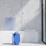 Matis журнальный столик синий из металла и кожи варинант исполнения - 1 | Loft Concept в Краснодаре