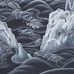 Обои ручная роспись Matsushima Waves Roka on Edo Night painted silk варинант исполнения - 2 | Loft Concept в Краснодаре