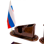 Настольный письменный набор с часами из природного камня обсидиана  Contract Extended варинант исполнения - 3 | Loft Concept в Краснодаре