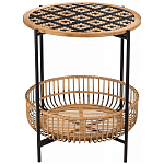 Круглый кофейный стол с плетеной столешницей и полкой Norberta Wicker Coffee Table варинант исполнения - 1 | Loft Concept в Краснодаре