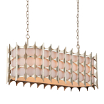 Люстра овальной формы с фактурным серебряным каркасом и тканевым абажуром Silver Honeycomb варинант исполнения - 1 | Loft Concept в Краснодаре