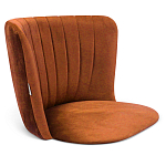 Барный стул со спинкой на 4-х деревянных ножках Оранжевый Велюр Ava Charm варинант исполнения - 3 | Loft Concept в Краснодаре