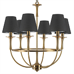 Люстра на металлическом основании бронзового цвета с 6-ю черными конусовидными абажурами Dignity варинант исполнения - 6 | Loft Concept в Краснодаре