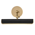 Светильник для картин цвет винтажная латунь с прямоугольным плафоном из кожи черного цвета Alora варинант исполнения - 3 | Loft Concept в Краснодаре