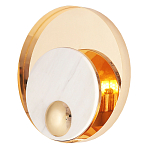 Бра с круглым плафоном из белого мрамора и золотистым металлическим обрамлением  Ginger & Jagger варинант исполнения - 1 | Loft Concept в Краснодаре