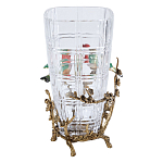 Ваза стеклянная прозрачная с бронзовым основанием в виде ветвей и фарфоровыми птичками Eden Garden варинант исполнения - 2 | Loft Concept в Краснодаре