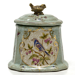 Шкатулка голубого цвета с рисунком и состаренным эффектом Eden Garden варинант исполнения - 1 | Loft Concept в Краснодаре