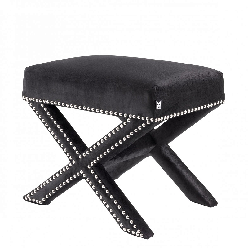 Оттоманка Eichholtz Stool Perugia Black Черный Никель в Краснодаре | Loft Concept 