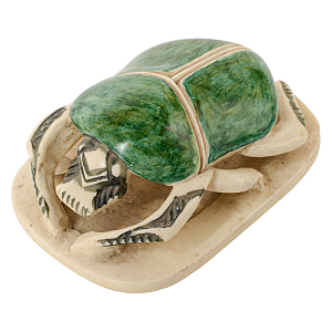 Статуэтка Скарабей Scarab Beetle beige and green