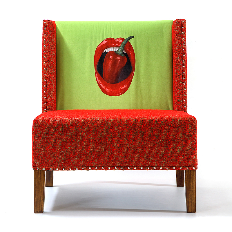 FUN Armchair "Chili Pepper" Red Дизайнерское кресло с цветным принтом Красный Зеленый в Краснодаре | Loft Concept 