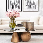 Дизайнерский журнальный стол с круглой столешницей на 3-х геометрических ножках Lehumod варинант исполнения - 4 | Loft Concept в Краснодаре