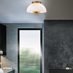 Подвесной светильник золотого цвета с полусферическим опаловым плафоном и декоративным элементом Elstead Lighting варинант исполнения - 9 | Loft Concept в Краснодаре