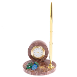 Часы настольные с шариковой металлической ручкой из натурального камня Stone Clock варинант исполнения - 4 | Loft Concept в Краснодаре