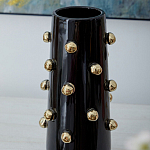 Ваза черная цилиндрическая с глянцевым покрытием и золотыми декоративными элементами Molecule Collection варинант исполнения - 2 | Loft Concept в Краснодаре