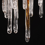 Люстра линейная золотого цвета с декоративными ветвями и длинными стеклянными подвесками в форме сосулек Droplet Chandelier варинант исполнения - 9 | Loft Concept в Краснодаре