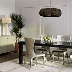 Круглая люстра волнистой формы с декором из круглых деревянных бусин коричневая Brown Wooden Beads Chandelier варинант исполнения - 4 | Loft Concept в Краснодаре