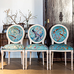 Стул из массива бука с изображением птиц и цветов Turquoise Beige Chinoiserie Garden Chair варинант исполнения - 7 | Loft Concept в Краснодаре
