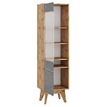 Шкаф-витрина с фасадом цвета серый бетон и стеклянной дверкой Grace of Furniture варинант исполнения - 2 | Loft Concept в Краснодаре