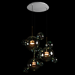 Люстра подвесная с прозрачными бирюзовыми стеклянными шарами и круглым основанием 3 лампы Giopato & Coombes варинант исполнения - 4 | Loft Concept в Краснодаре