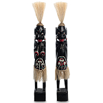 Комплект из 2-х деревянных статуэток Asmat Straw Headdress Statuettes Black Turquoise варинант исполнения - 5 | Loft Concept в Краснодаре