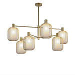 Люстра потолочная с абажурами из металлической сетки Loft Grid Pendant Gold варинант исполнения - 1 | Loft Concept в Краснодаре